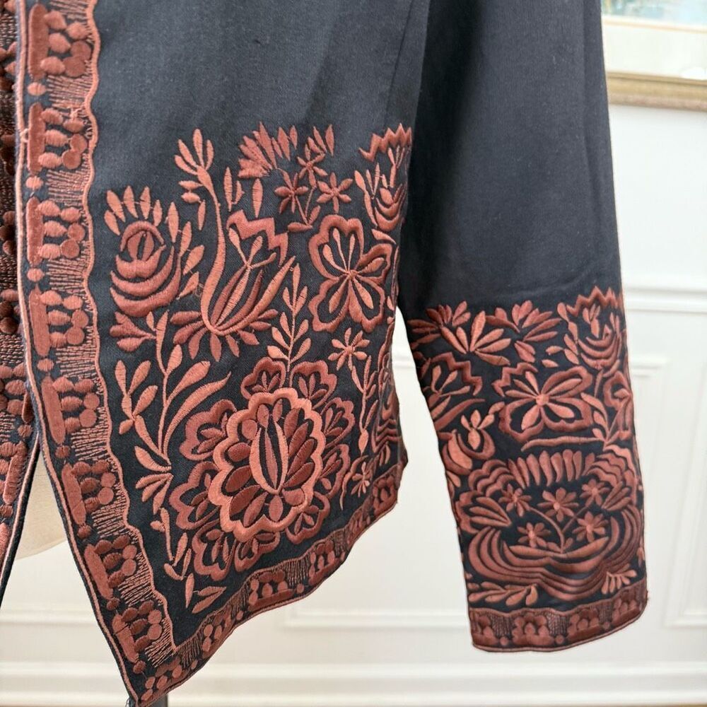 NWT Coldwater Creek Black Brown Embroidered Jacket $100 16 - Picture 2 of 9